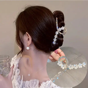 Crystal Pearl Flower Hairpin