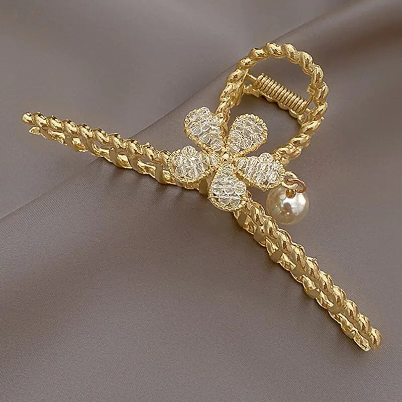 Crystal Pearl Flower Hairpin